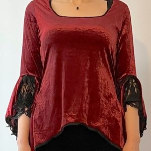 Vintage Romantic Goth Velvet Shirt - Size L - Nocturnalia By Nicole Cooper